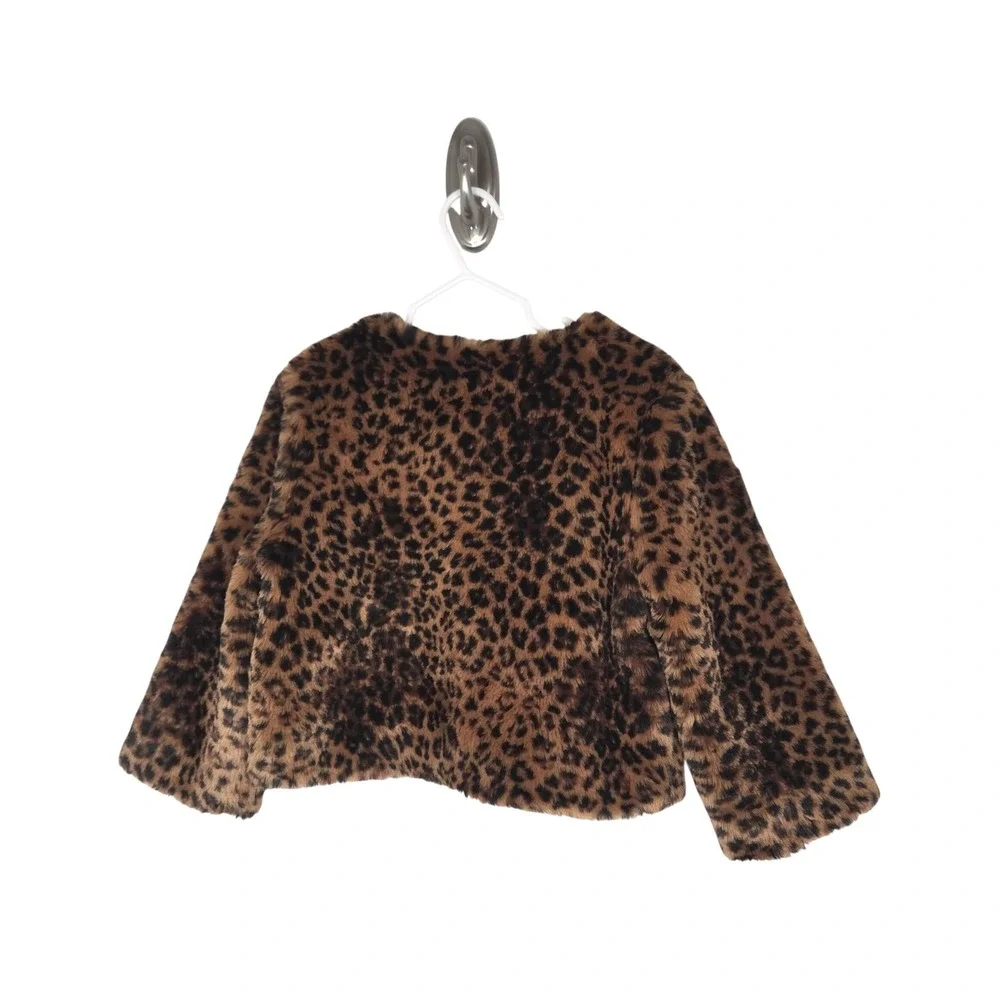 Janie and Jack Faux Fur Leopard Coat Girls 5 6 Animal Print Jacket Brown